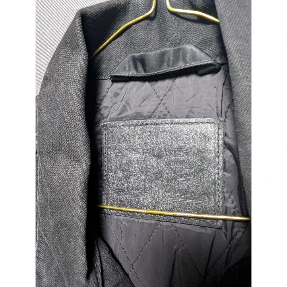 Levis Trucker Jacket Mens Small Black Denim Quilt Lined Logo Collared Snap Front